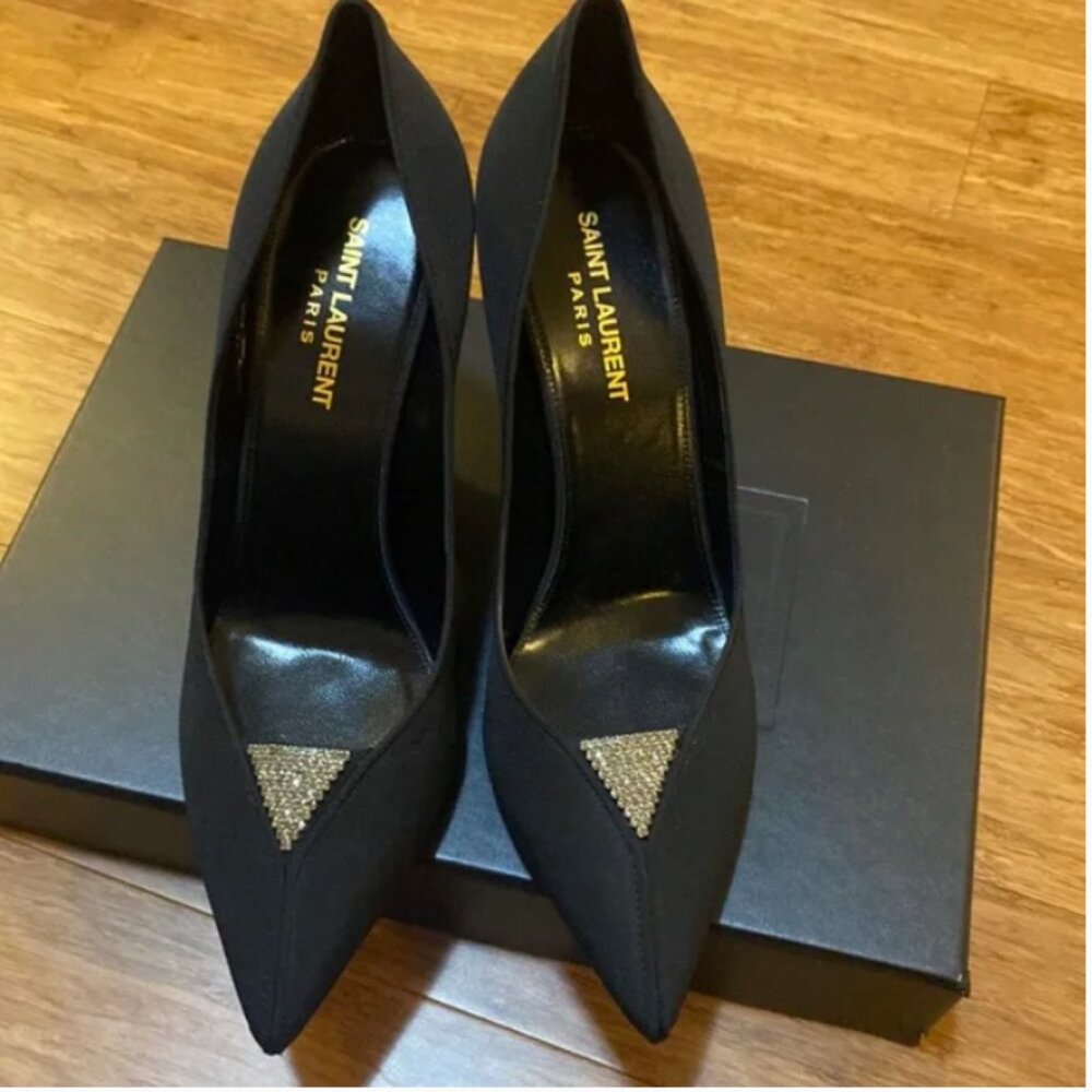 Saint Laurent Paris Women's Black Satin Courts Heels NEW